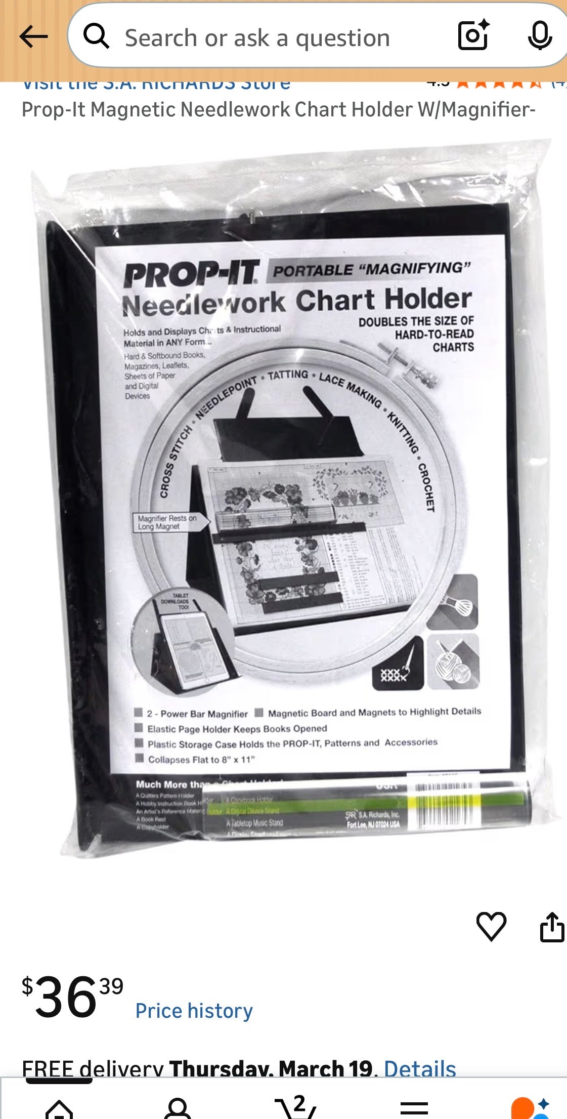 PROP IT NEEDLEWORK CHART HOLDER