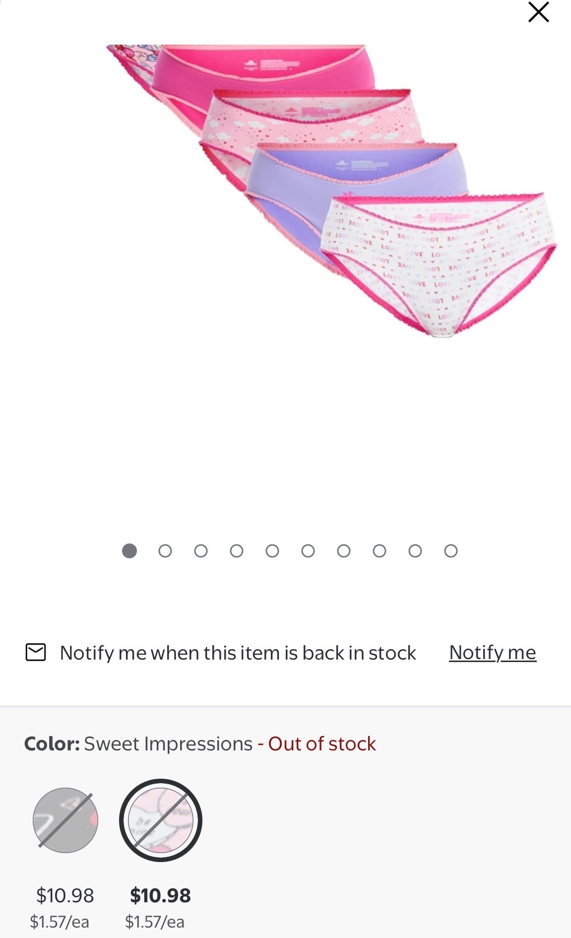 7 PACK VALENTINES THEME UNDIES SZ 4-6