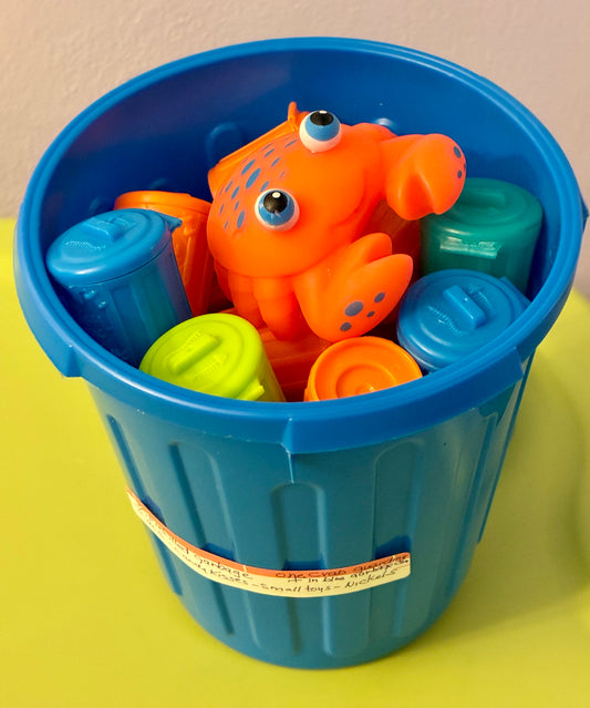 7'' GARBAGE CANISTER FILLED WITH MINI FILLED GARBAGE CANS