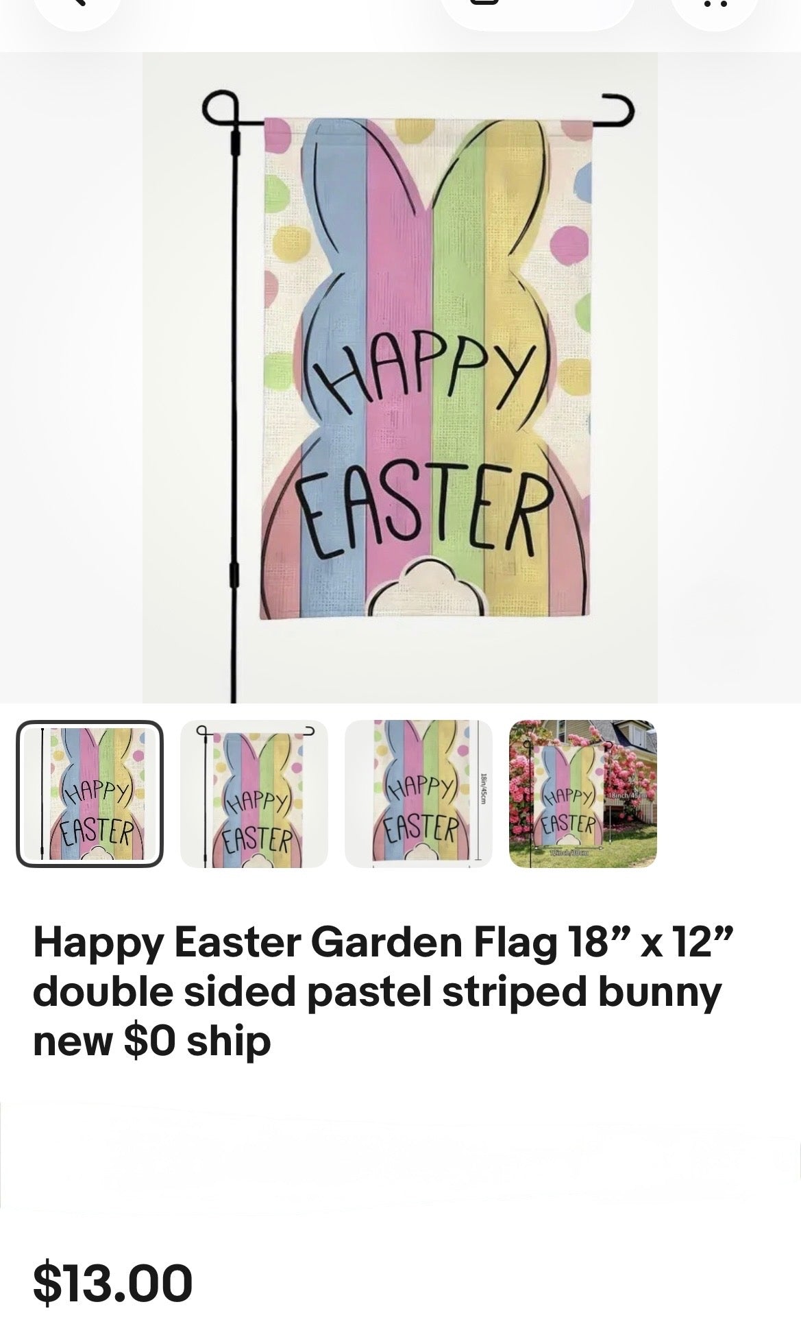 HAPPY EASTER, YARD FLAG 12 x 18