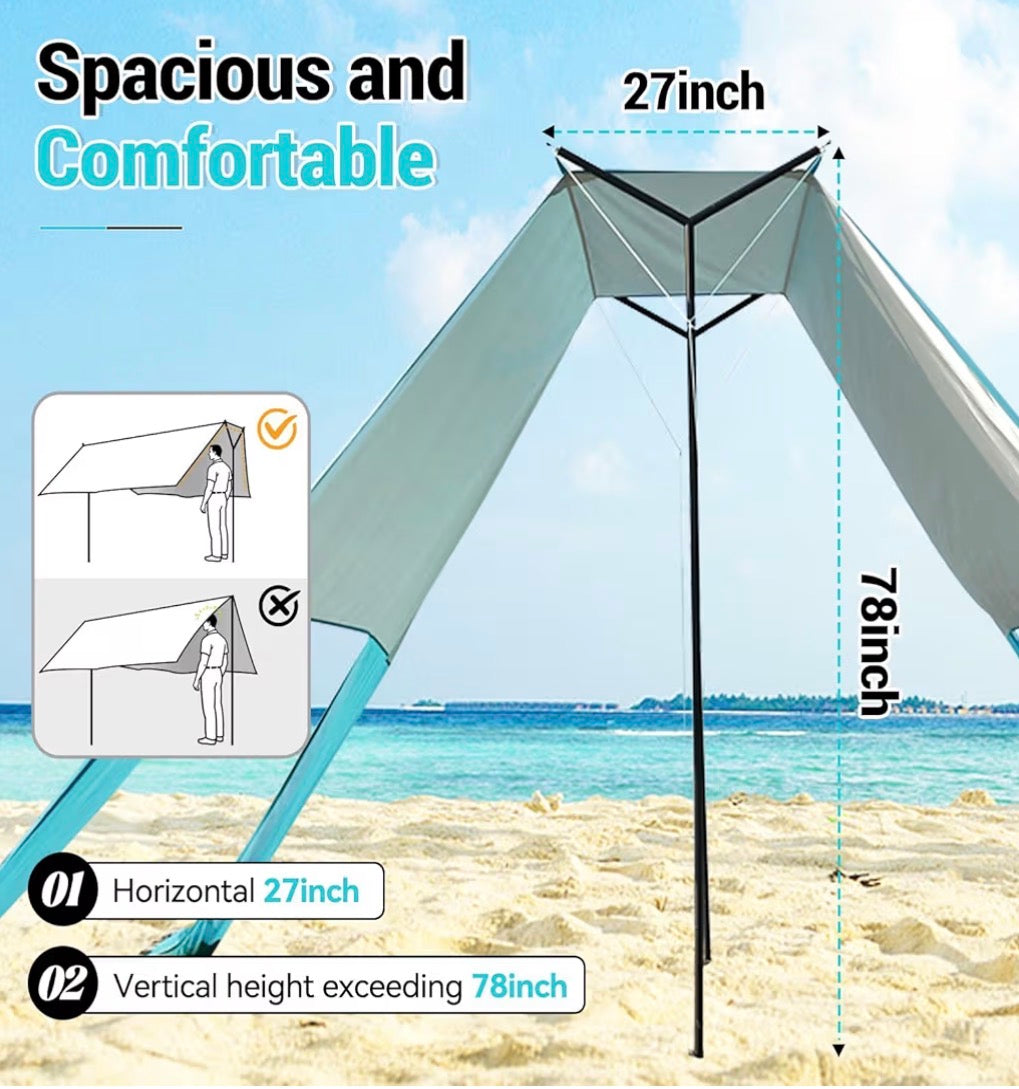 LARGE PORTABLE TEAL BEACH SHADE 15X10