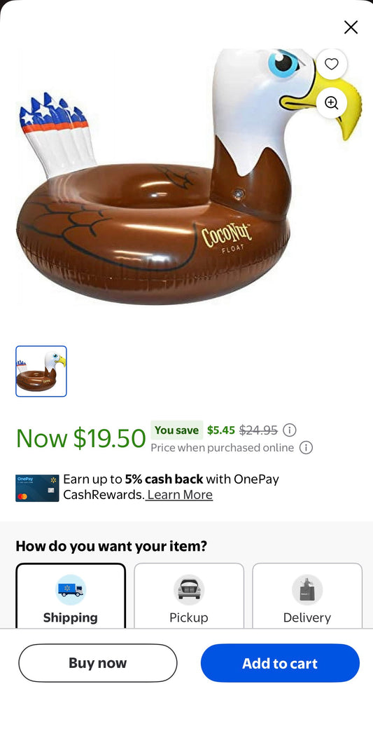 PATRIOTIC BALD EAGLE 48'' POOL FLOAT