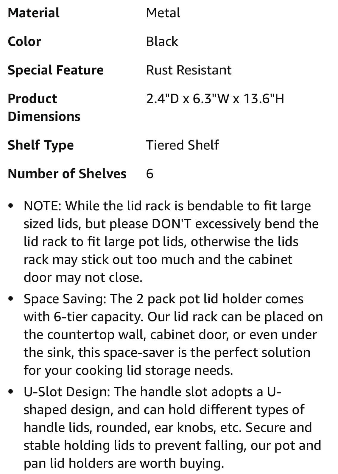 2 Pack Pot Lid Organizer Rack