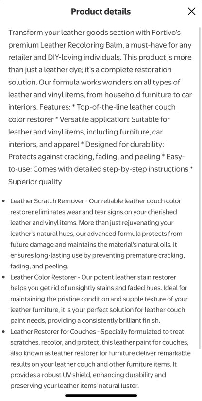 LEATHER & VINYL RECOLORING BALM/CONDITIONER