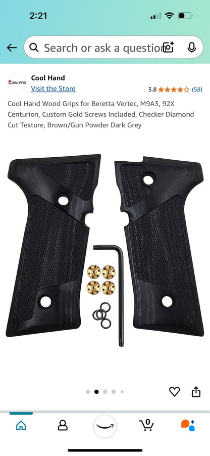 COOL HAND WOOD GRIPS FOR BERETTA VERTEC M9A3, 92X, CENTURION,