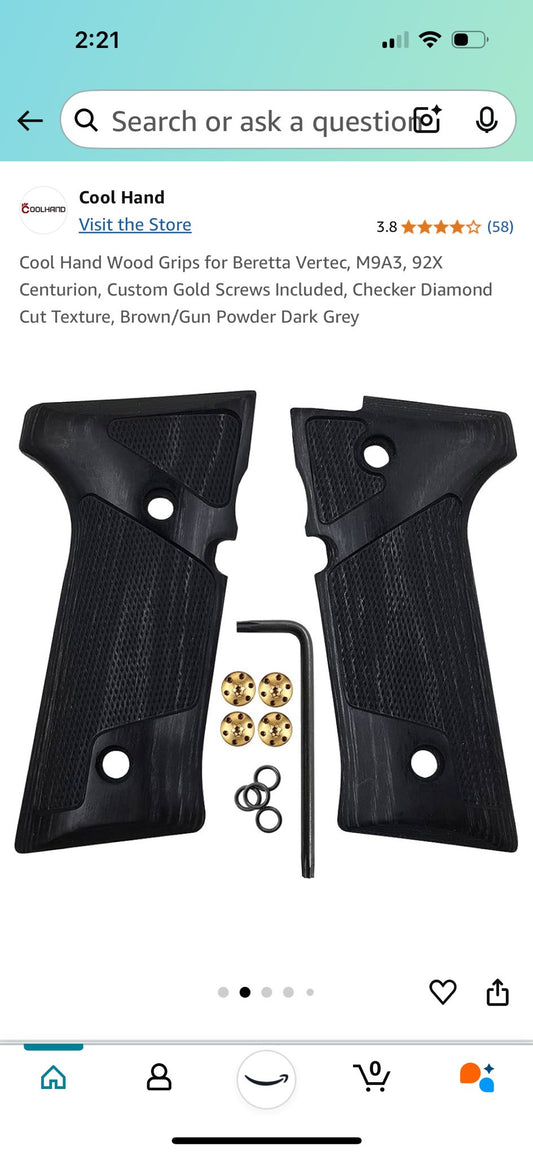 COOL HAND WOOD GRIPS FOR BERETTA VERTEC M9A3, 92X, CENTURION,