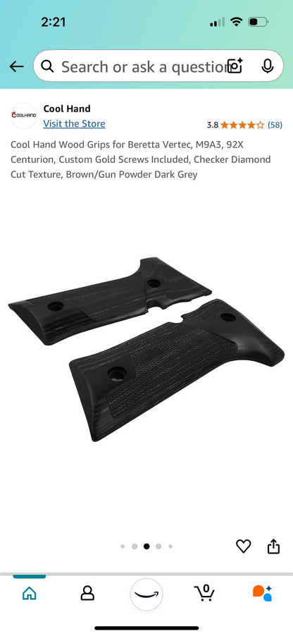 COOL HAND WOOD GRIPS FOR BERETTA VERTEC M9A3, 92X, CENTURION,