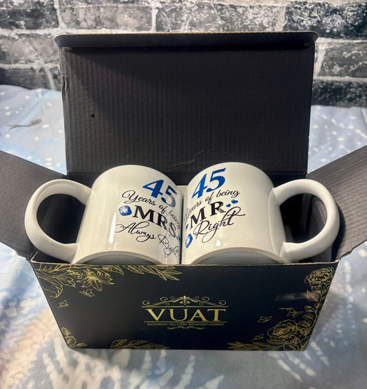 MR AND MRS 45 YRS mug set