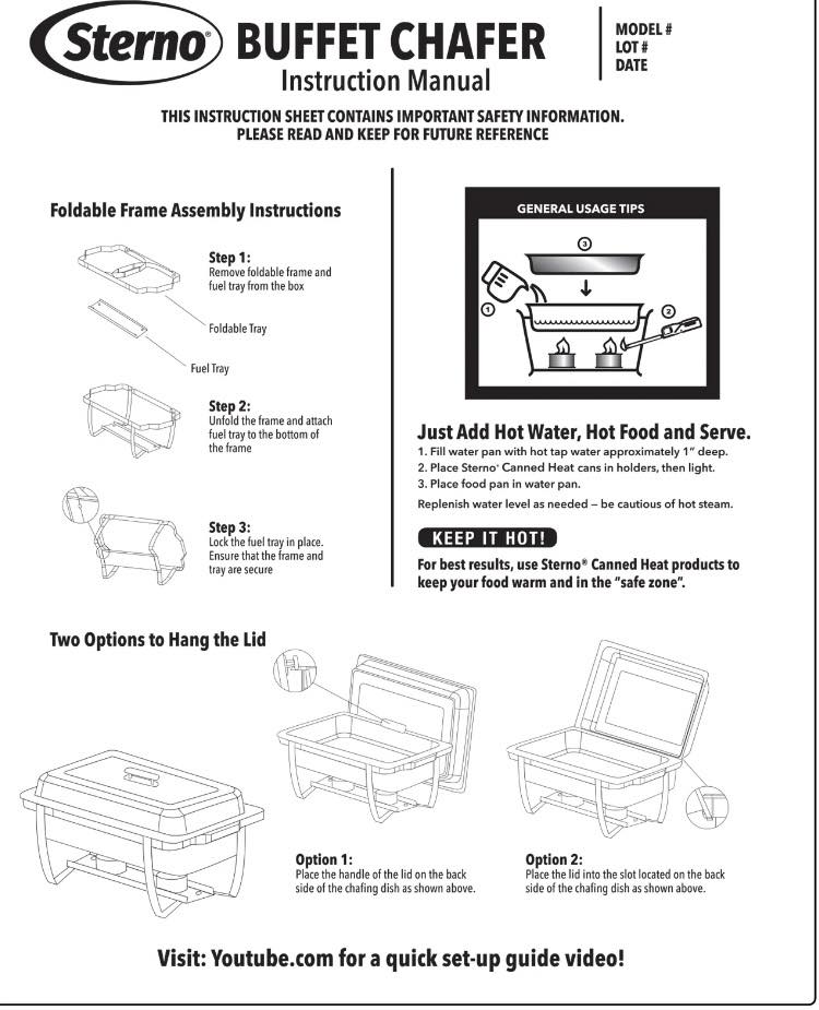 STERNO BUFFET CHAFER 8 QUART