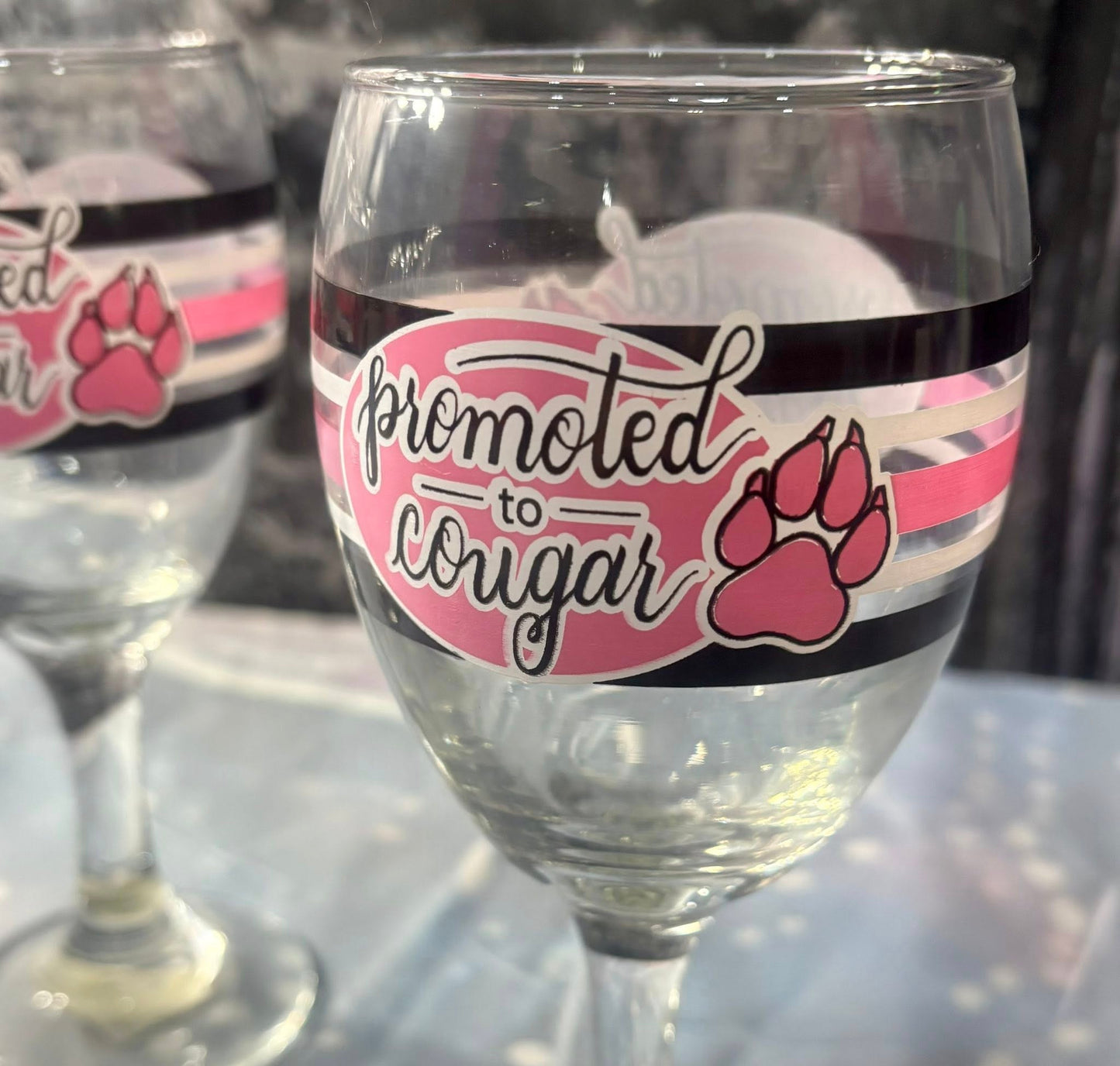 "PROMOTED TO COUGAR" GLASS SET OF 6