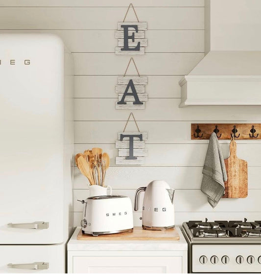 SET OF 3 FARMHOUSE WOOD SIGNS SAYS -E A T