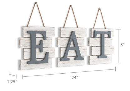 SET OF 3 FARMHOUSE WOOD SIGNS SAYS -E A T