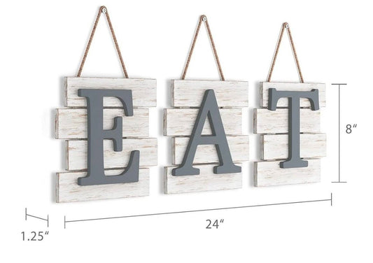 SET OF 3 FARMHOUSE WOOD SIGNS SAYS -E A T