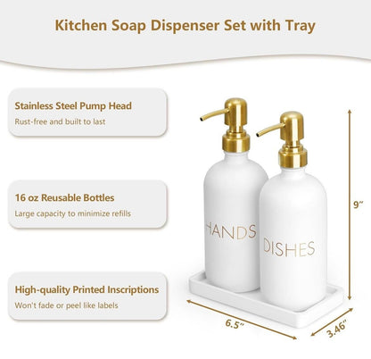 GLASS/ GOLD TRIM  DISH AND HAND SOAP DISPENSER SET