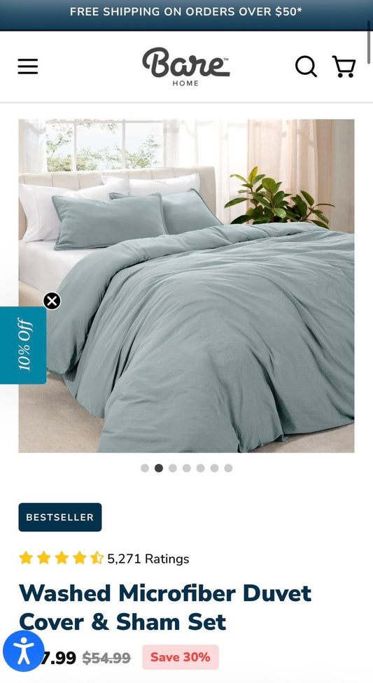QUEEN Sandwashed Duvet Cover Set