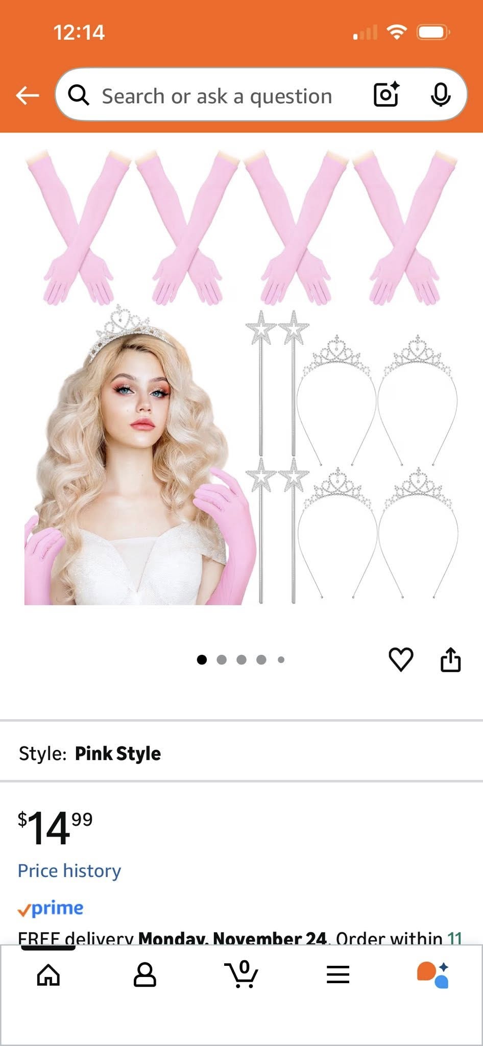 16 pc  PINK PARTY FAVOR ACCESSORIES TIARA,GLOVES, @ WANDS