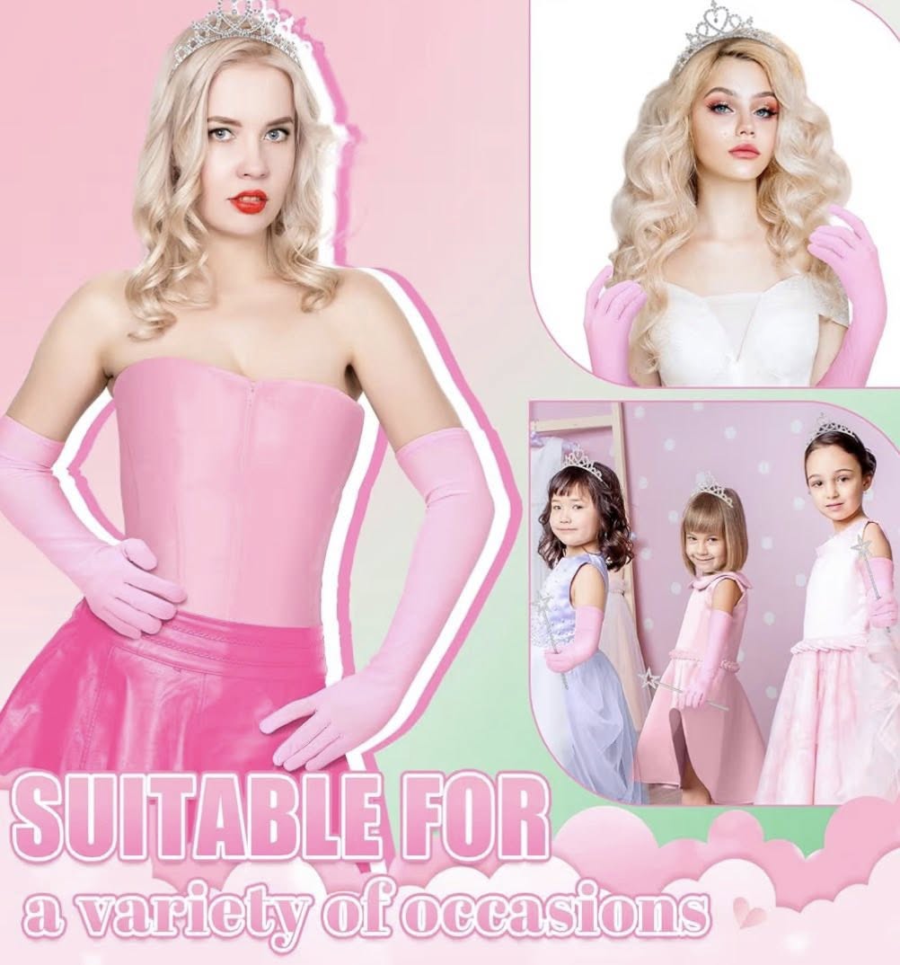 16 pc  PINK PARTY FAVOR ACCESSORIES TIARA,GLOVES, @ WANDS