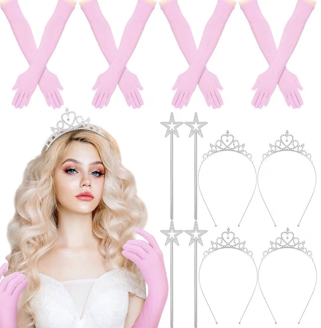 16 pc  PINK PARTY FAVOR ACCESSORIES TIARA,GLOVES, @ WANDS
