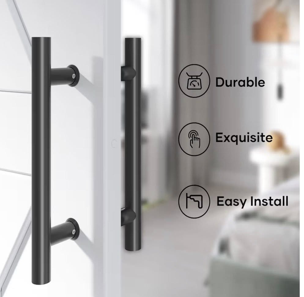 BLACK 12'' DOUBLE SIDED PUSH/PULL DOOR HANDLE