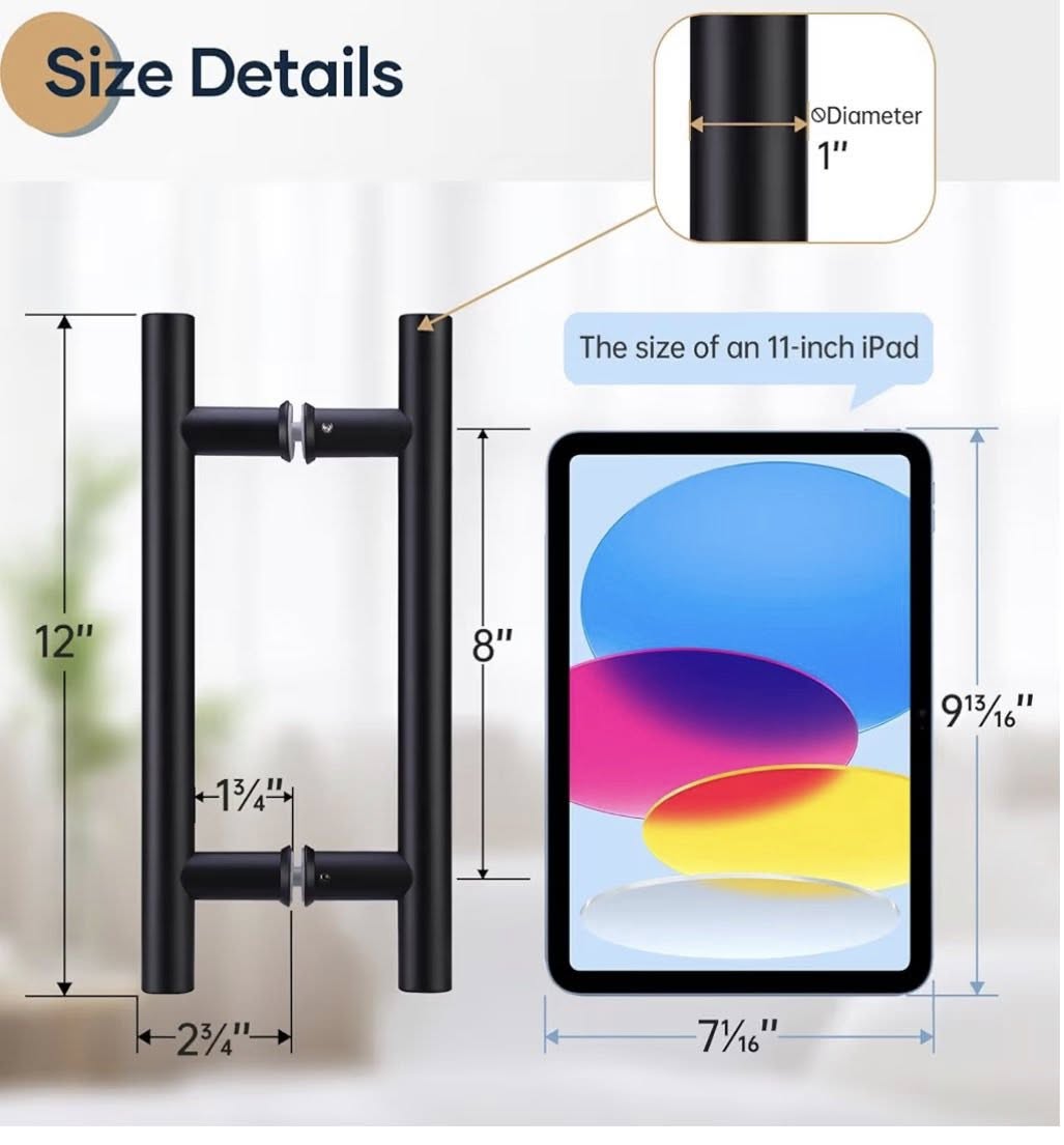 BLACK 12'' DOUBLE SIDED PUSH/PULL DOOR HANDLE