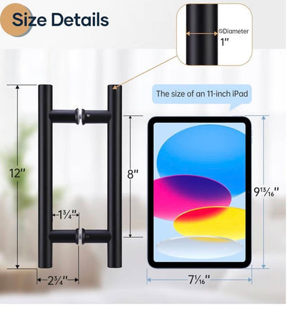 BLACK 12'' DOUBLE SIDED PUSH/PULL DOOR HANDLE