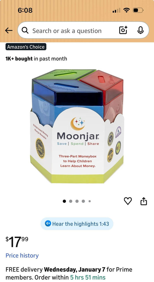 MOONJAR 3 PART MONEYBOX FOR KIDS