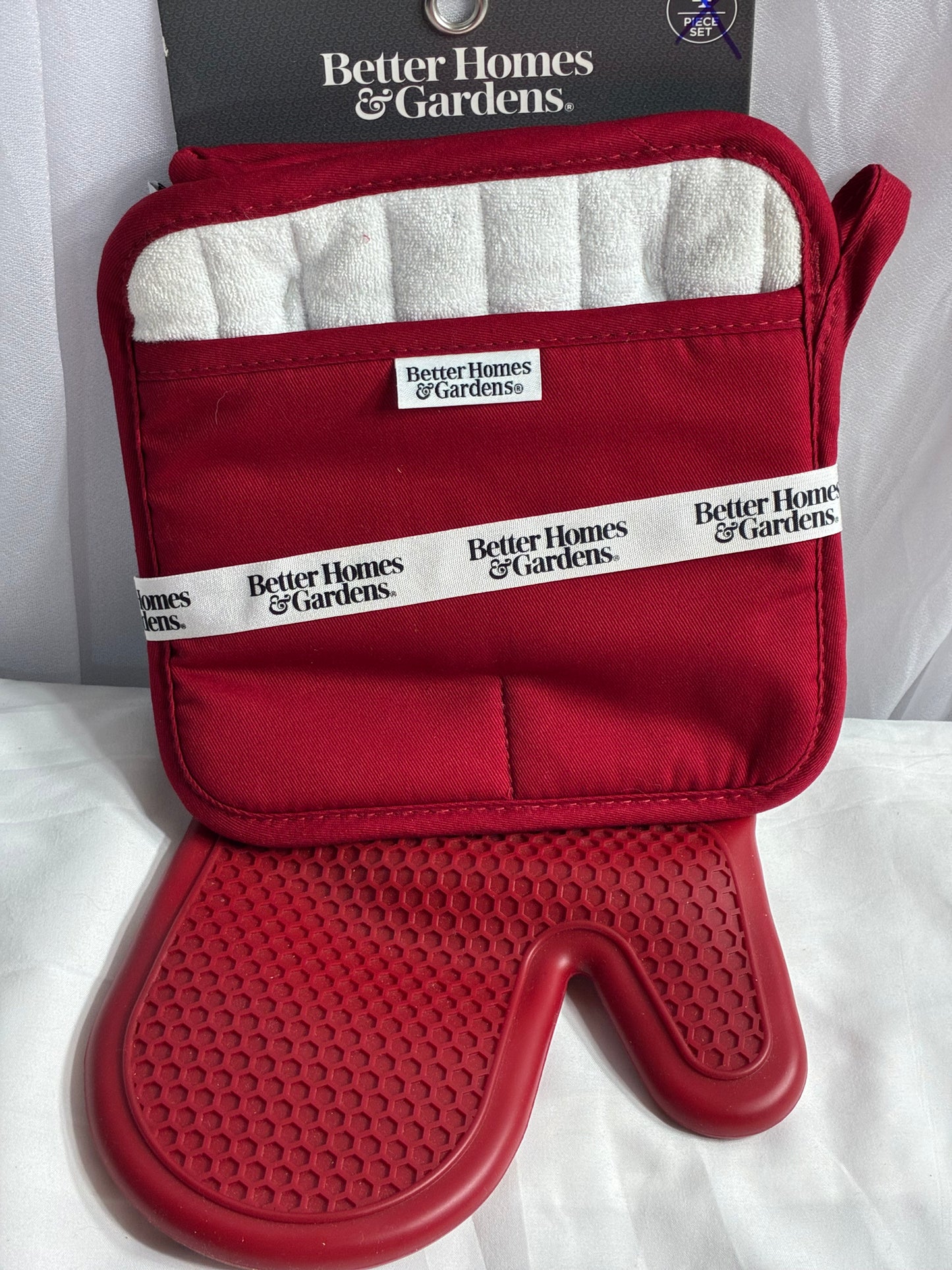 Better Homes & Garden Oven Mitt, Pot Holder,  Red,