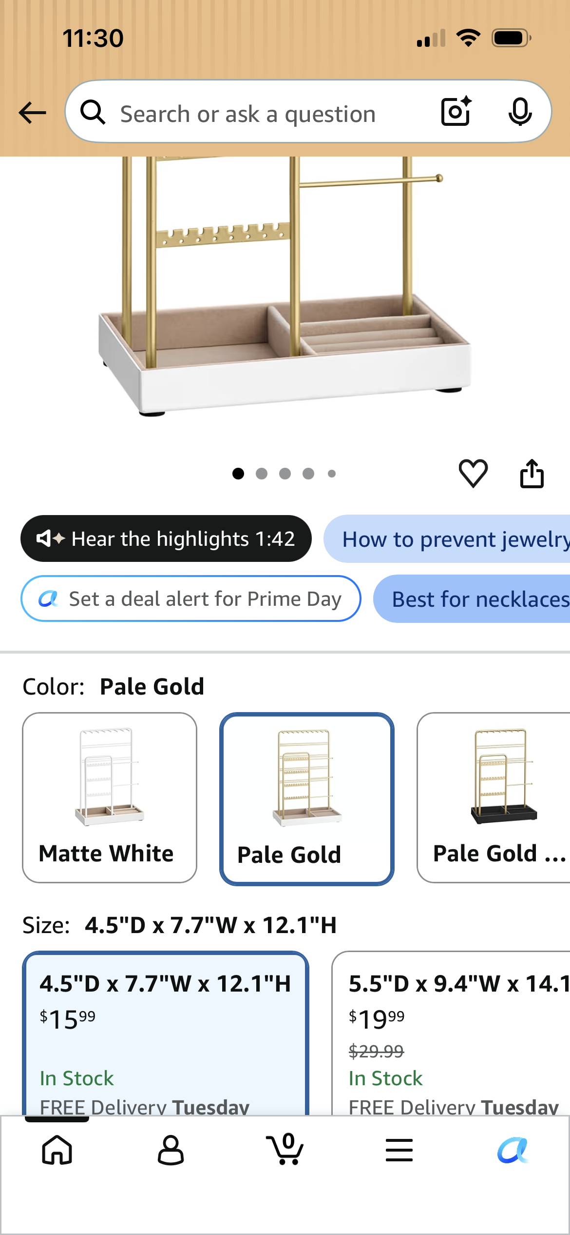 SONGMICS Necklace Holder, Jewelry Stand Holder Organizer,