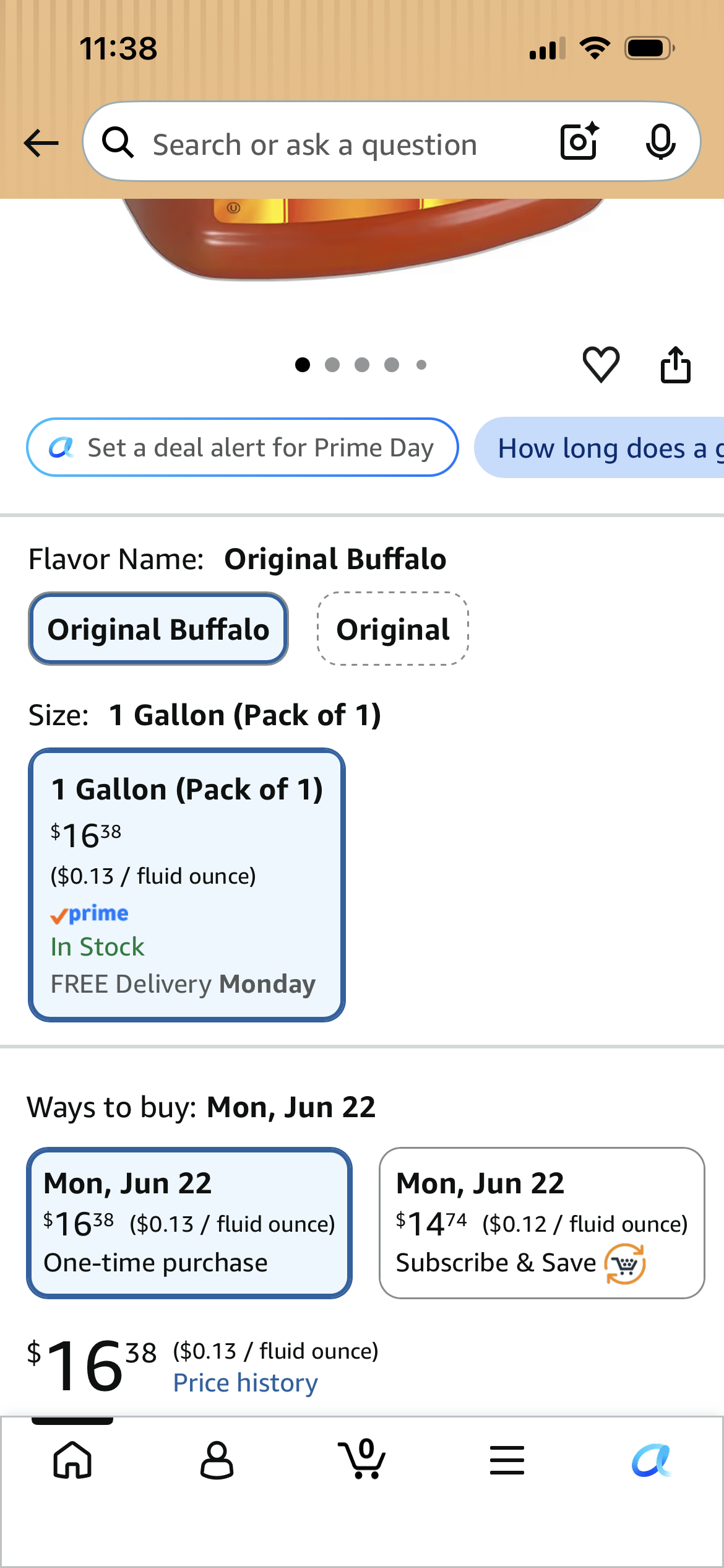 Frank's RedHot Original Buffalo Wings Sauce,  1 Gallon Bulk