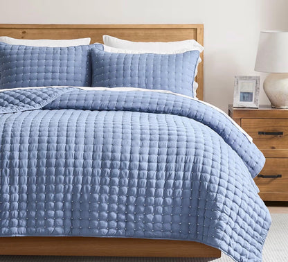 WDCOZY Blue California Cal King Size Quilt Bedding Set.
