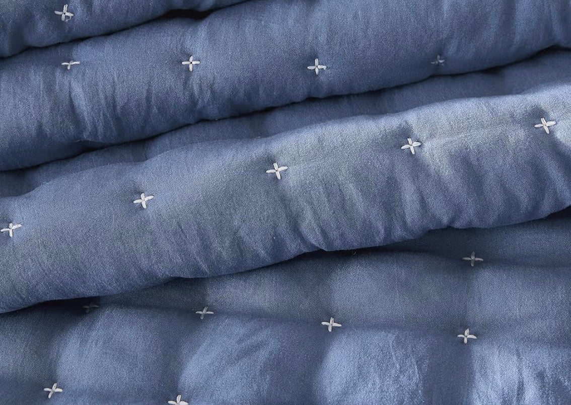 WDCOZY Blue California Cal King Size Quilt Bedding Set.