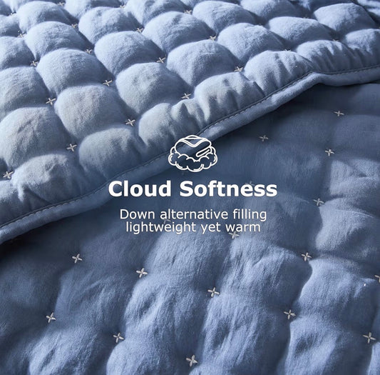 WDCOZY Blue California Cal King Size Quilt Bedding Set.