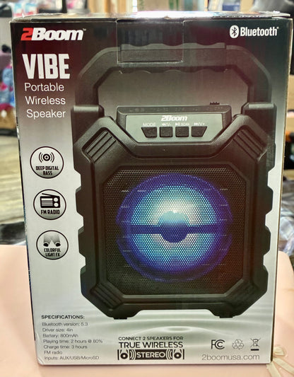 2Boom Vibe BX210B Bluetooth Speaker FM Radio  LED Light