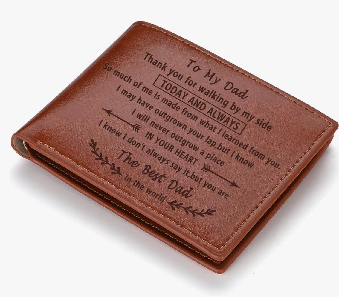 FATHERS DAY engraved leather wallet