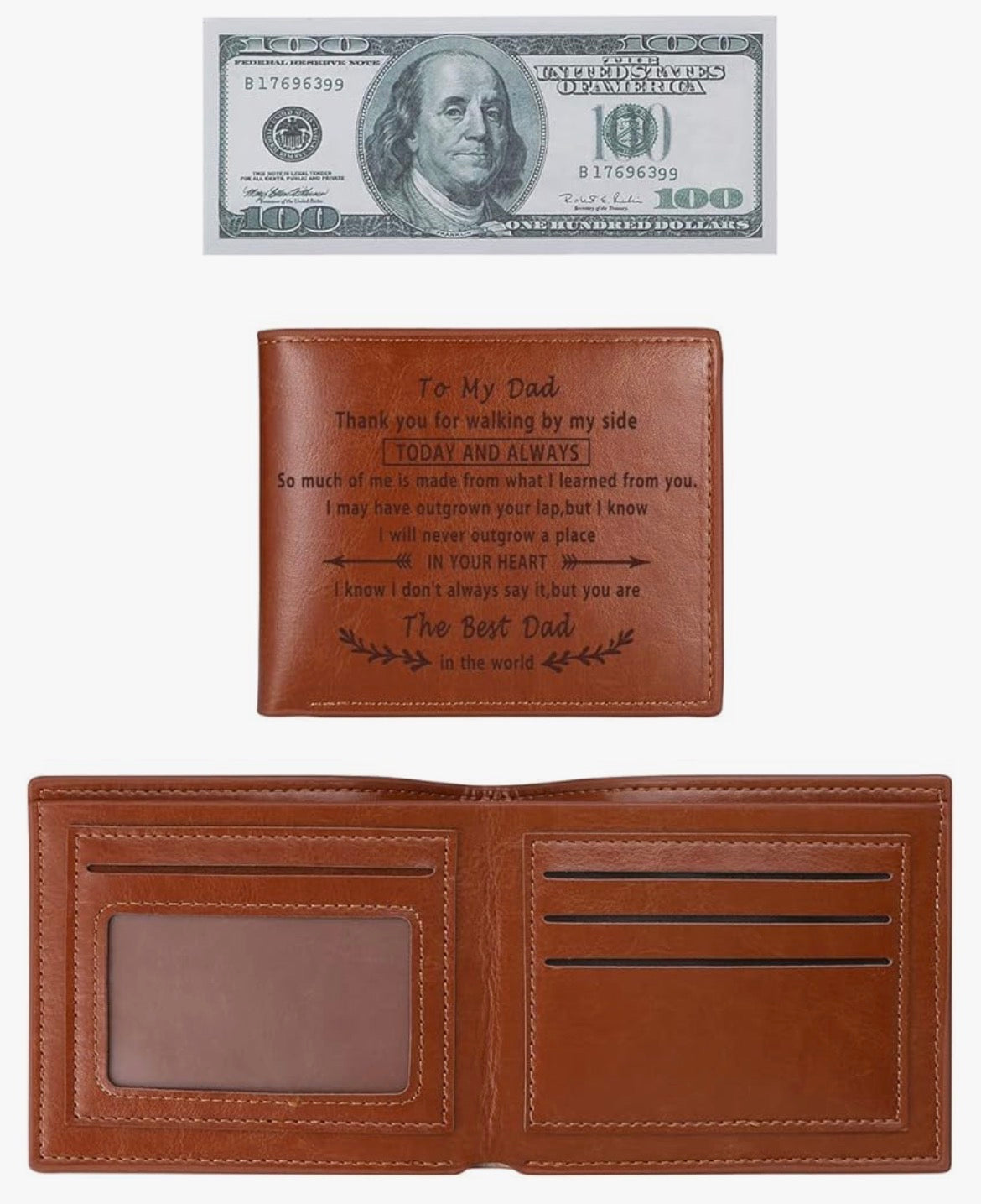 FATHERS DAY engraved leather wallet