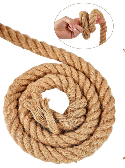 Jute Rope 1.5 Inch x 50 FT, Hemp Rope Twisted Heavy Duty,