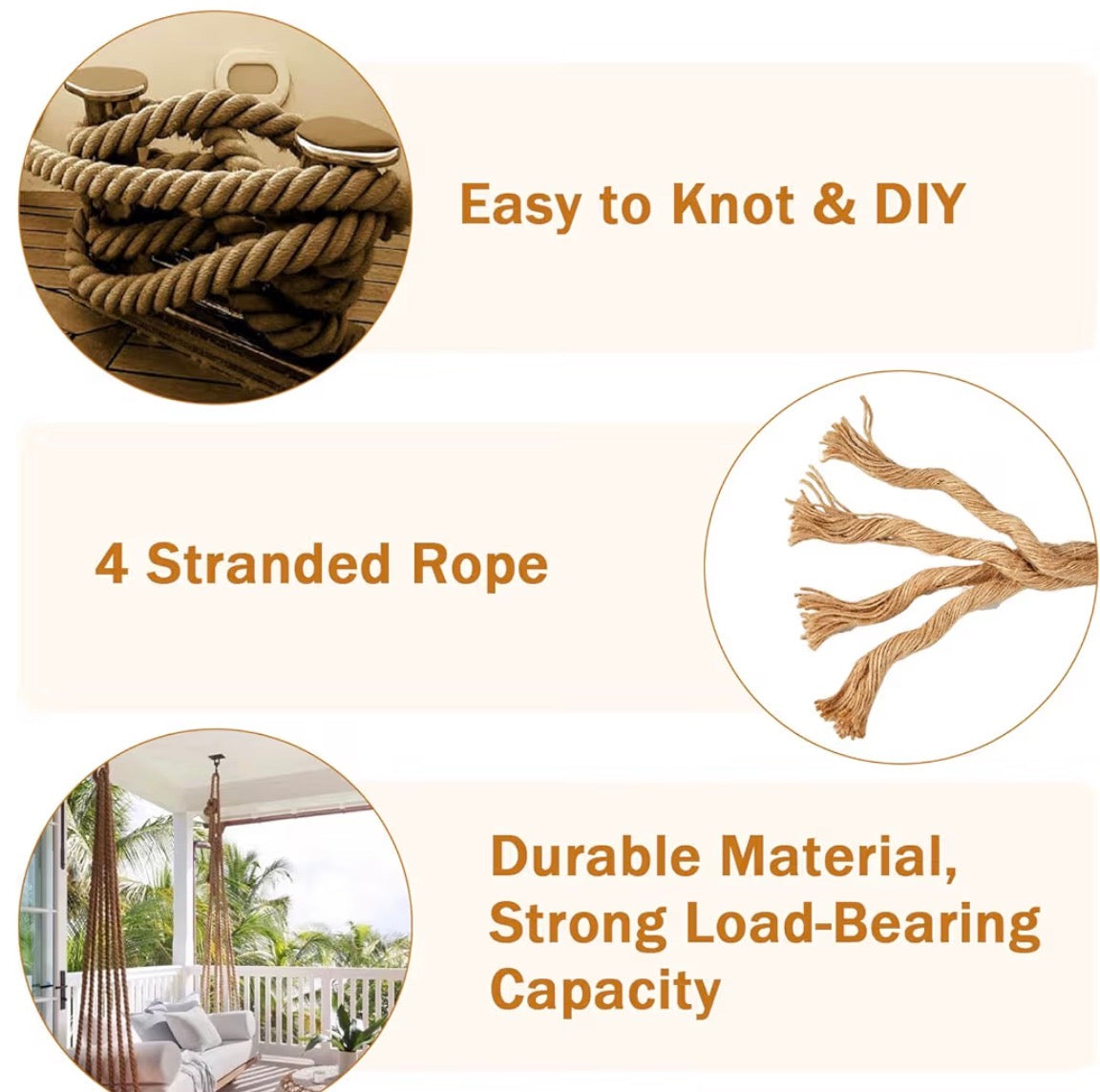 Jute Rope 1.5 Inch x 50 FT, Hemp Rope Twisted Heavy Duty,