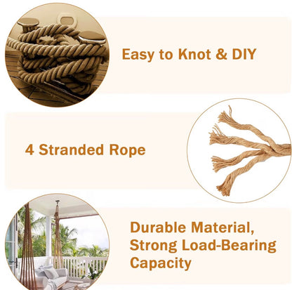 Jute Rope 1.5 Inch x 50 FT, Hemp Rope Twisted Heavy Duty,