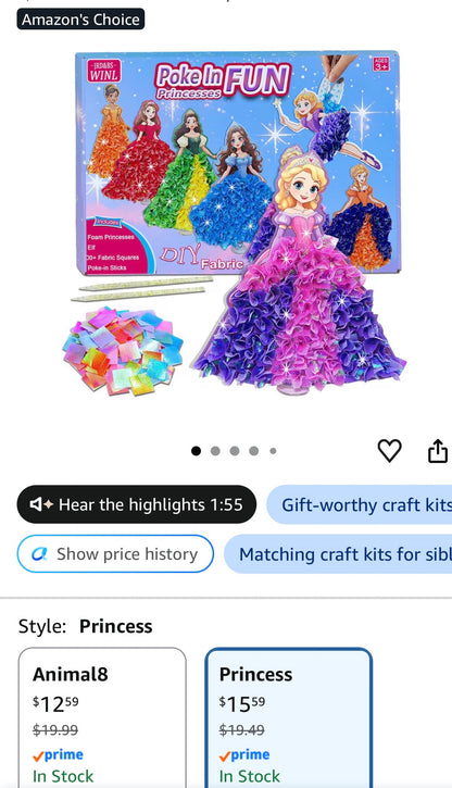 Poke in Fun Art Kit for Kids DIY Princess Craft Set