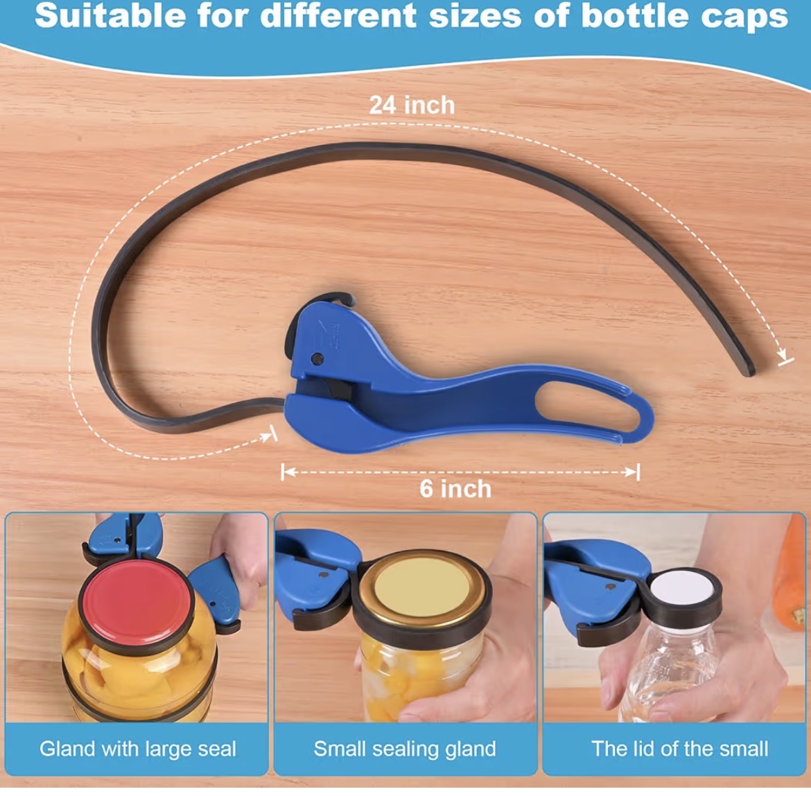 Double-Handle Jar Opener Seniors, Lg Jars, Arthritis, Patent, Self-Lock 2 pk