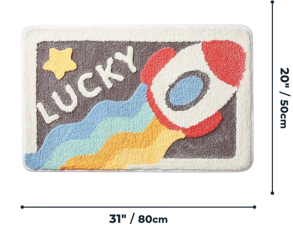 Space Microfiber Rug Water Absorbent  Mat for Kids, Bedroom, Kitchen, Dinning, Non Skid