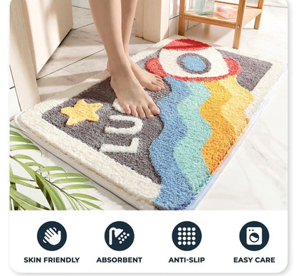 Space Microfiber Rug Water Absorbent  Mat for Kids, Bedroom, Kitchen, Dinning, Non Skid