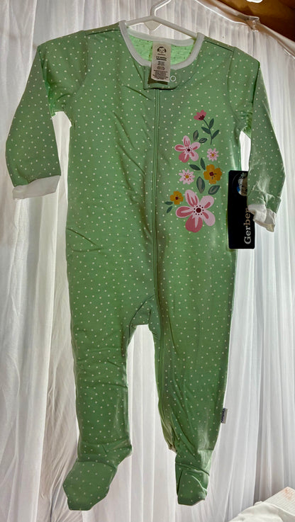 GERBER BABY GIRL SLEEP N PLAY  FOOTED PJS
