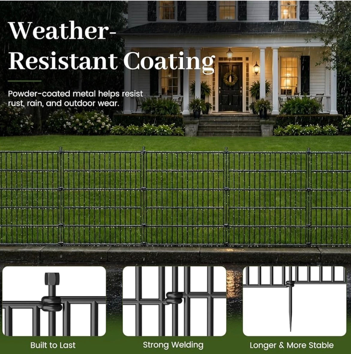 15 Panels No Dig Decorative Outdoor Garden Fence for Yard,