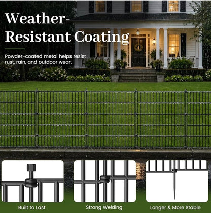 15 Panels No Dig Decorative Outdoor Garden Fence for Yard,