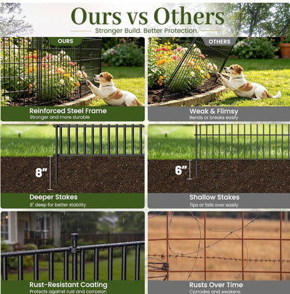 15 Panels No Dig Decorative Outdoor Garden Fence for Yard,