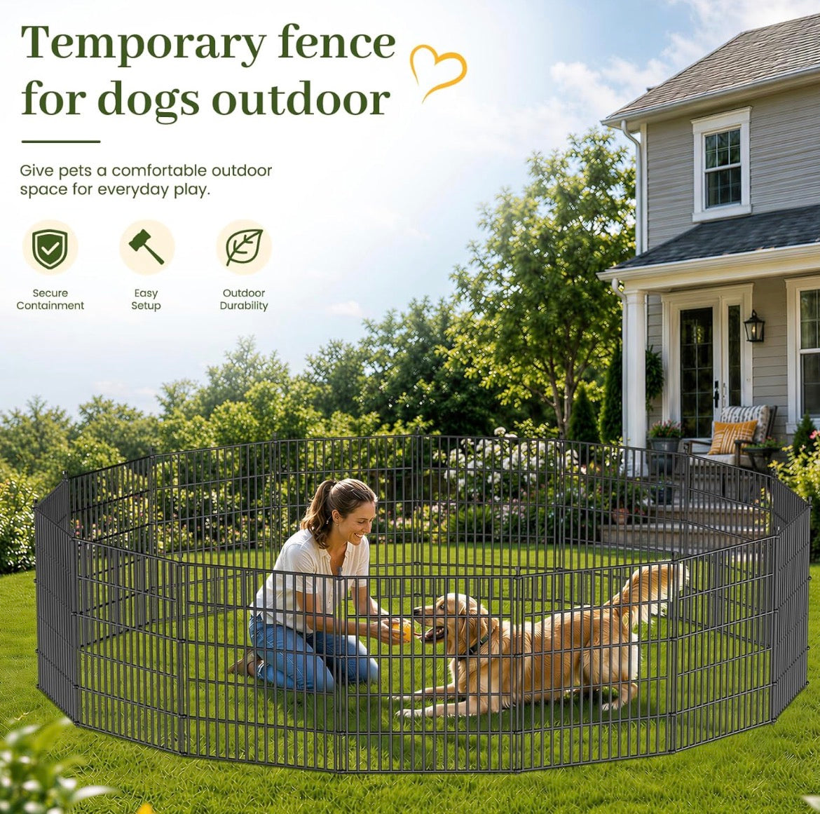 15 Panels No Dig Decorative Outdoor Garden Fence for Yard,