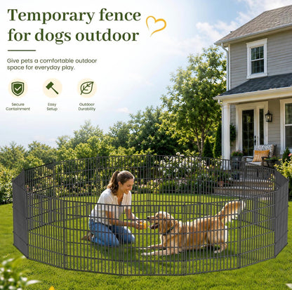 15 Panels No Dig Decorative Outdoor Garden Fence for Yard,