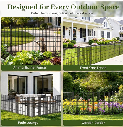 15 Panels No Dig Decorative Outdoor Garden Fence for Yard,