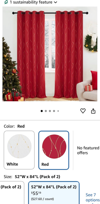 Blackout Gold Foil Wave Lines and Dots, Thermal Curtains 52 x 84